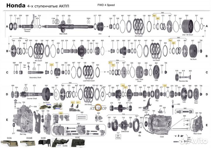 Запчасти АКПП Honda 4-ст Цивик, CR-V, M4TA/S4TA