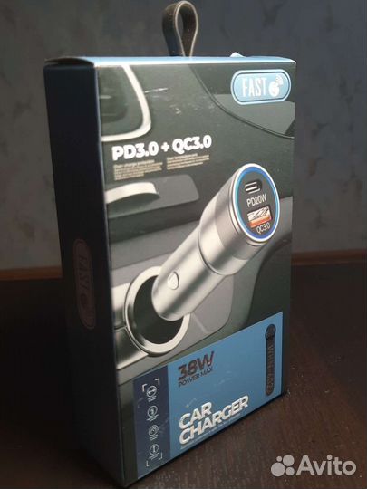 Зарядка в прикуриватель на 2 выхода Type-C и USB