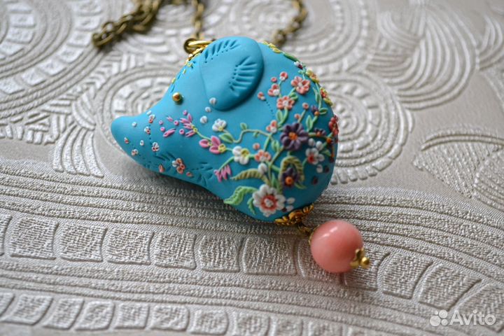 Серьги, кулон, Слоник handmade