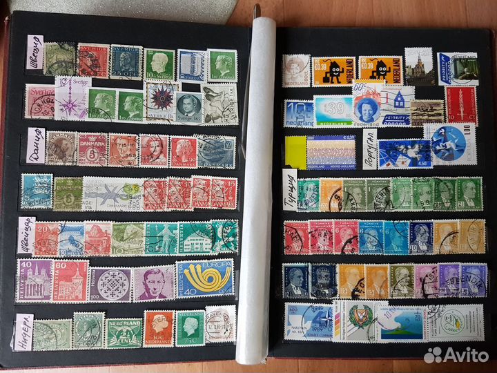 Старые марки в старом альбоме. Европа.Россия.ссср