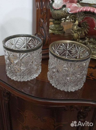 Конфетница хрусталь мельхиор