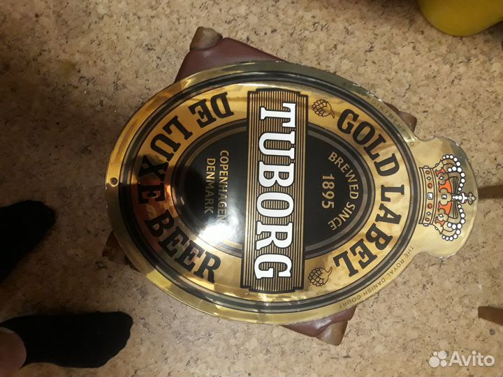 Старая винтажная вывеска пива tuborg,эмаль