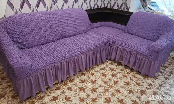 Чехлы на угловые диваны, с оборкой и без
