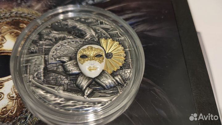 Монета серебро 2 Oz Ниуэ 5 Венецианская маска