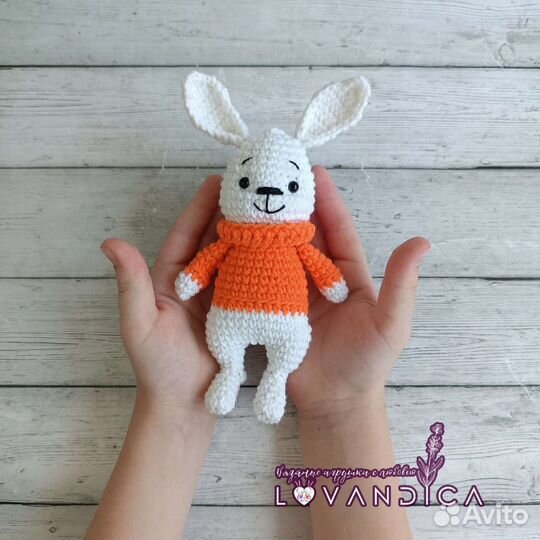 Заяц, амигуруми, игрушка зайчик, вязаный зайка