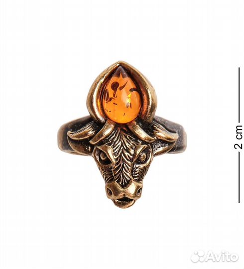 Кольцо Бык (латунь, янтарь) A2163149
