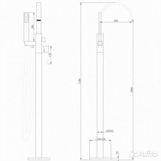 Смеситель для ванны Abber Wasserfall AF8615