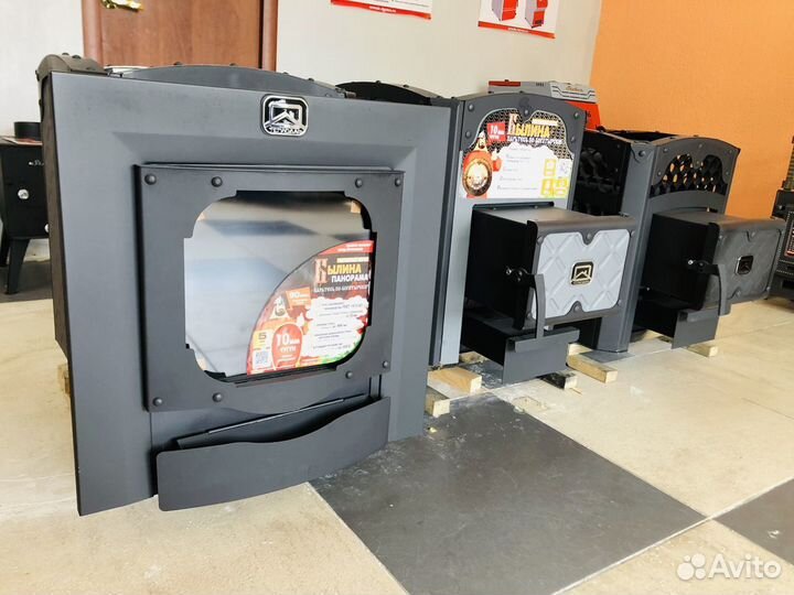 Чугунная печь для бани с панорманой дверцей Былина