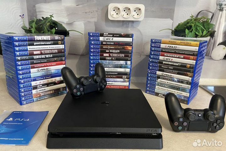Sony playstation 4 slim 1tb+джойстик+игры