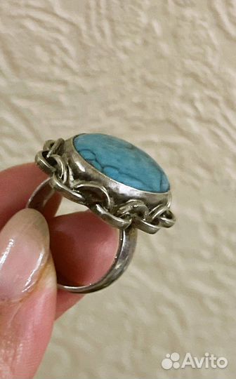 Серебряное перстень с природной бирюзой