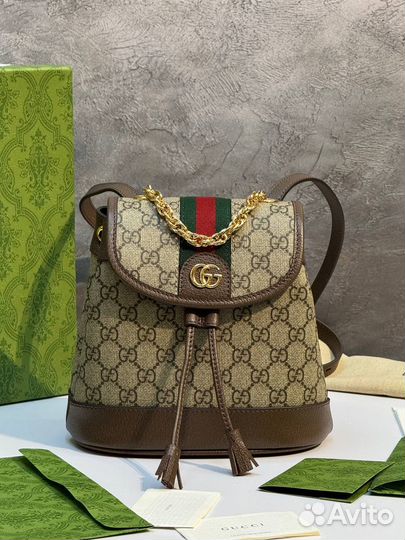 Рюкзак женский Gucci Ophidia бежевый ткань кожа ср