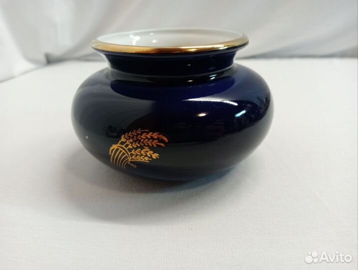 Ваза Колосья лфз. Фарфор кобальт позолота. СССР