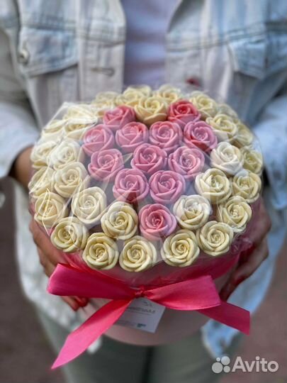 Шоколадные розы сердце 37 шт