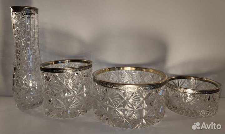 Вазы, конфетницы, салатницы хрусталь мельхиор СССР