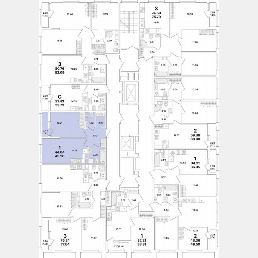 1-к. квартира, 45,3 м², 10/12 эт.
