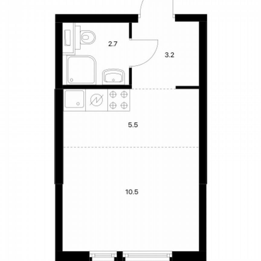 Квартира-студия, 21,9 м², 13/13 эт.