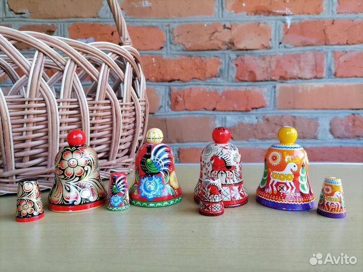 Комплект колокольчик и наперсток с росписью