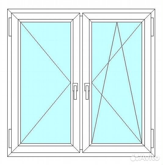 Окно veka WHS60, 2 ств., 2-кам. с/п, 1100x1200