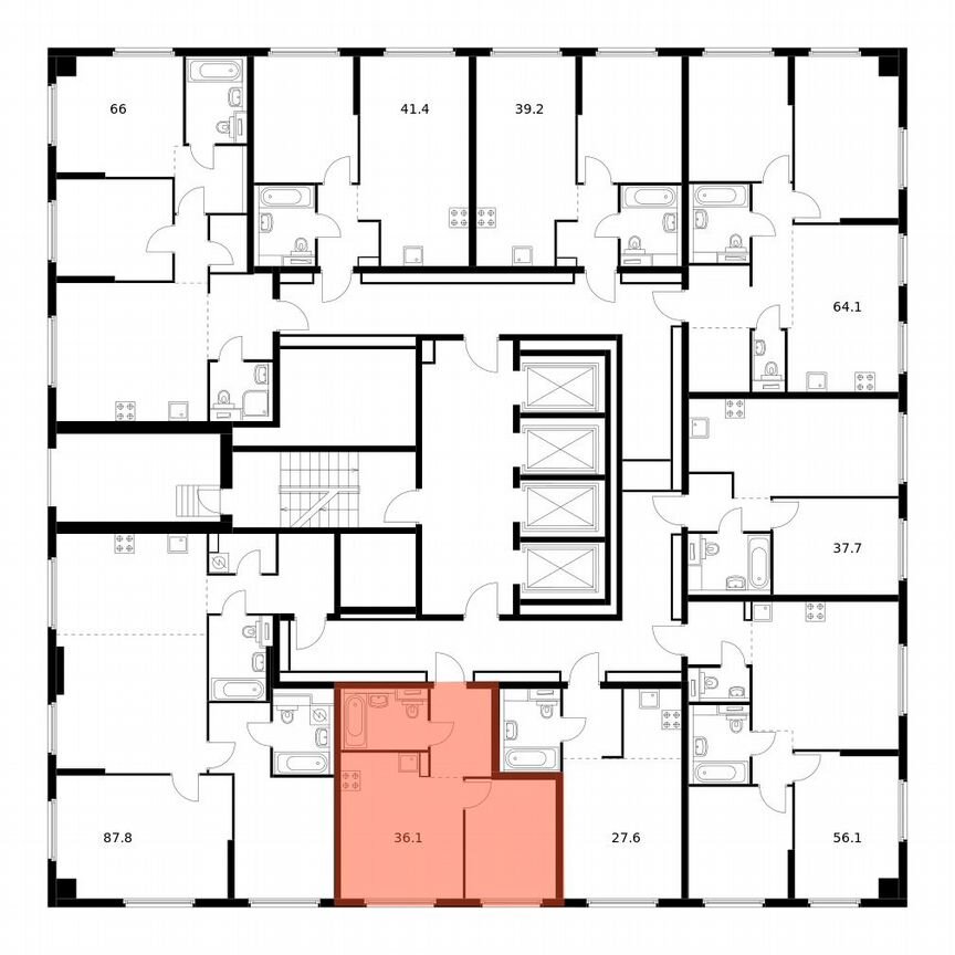 1-к. квартира, 36,1 м², 26/32 эт.