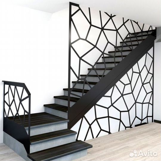 Лестница на металлическом каркасе дизайн 4126