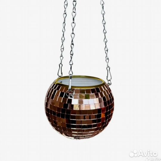 Кашпо из диско шара / кашпо из зеркальной мозаики