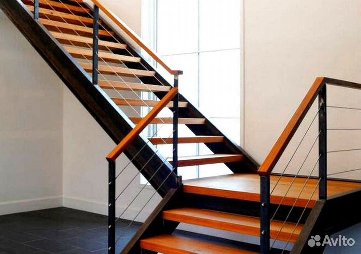 Лестница на металлическом каркасе дизайн 4126