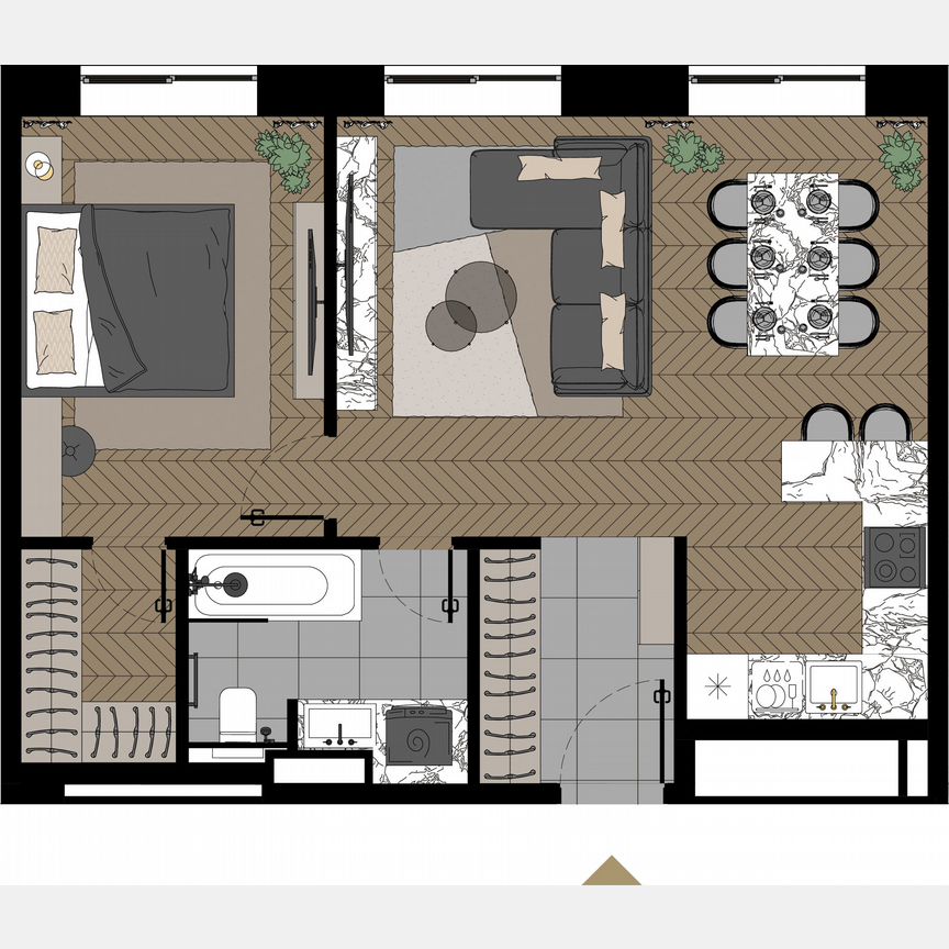 1-к. апартаменты, 55,9 м², 21/23 эт.