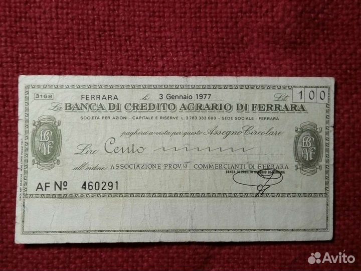 Банковские чеки/письма/ Италия 1976 -77 г/6 шт