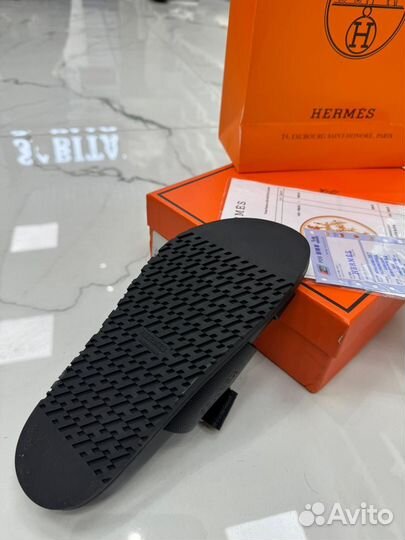 Шлепки Hermes черные женские, новый сезон