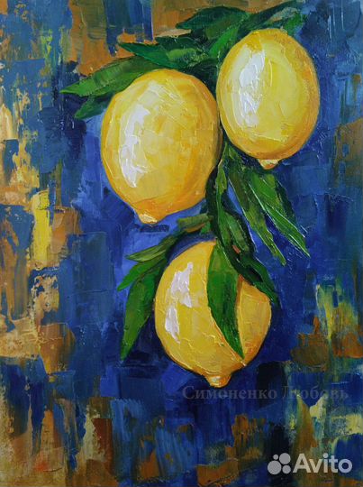 Интерьерная картина маслом Лимоны