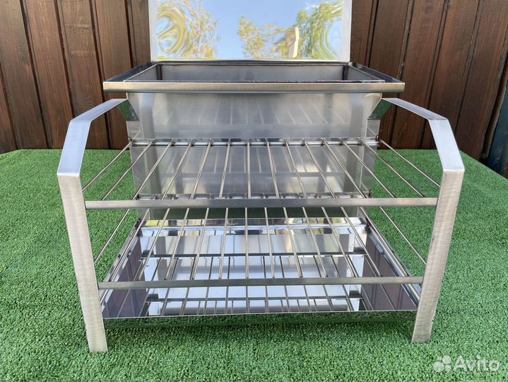 Коптильня горячего копчения 40х25х25см, нерж 2мм