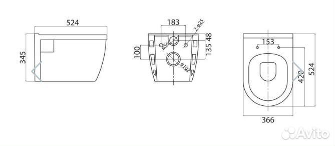 Унитаз подвесной безободковый davinci микролифт