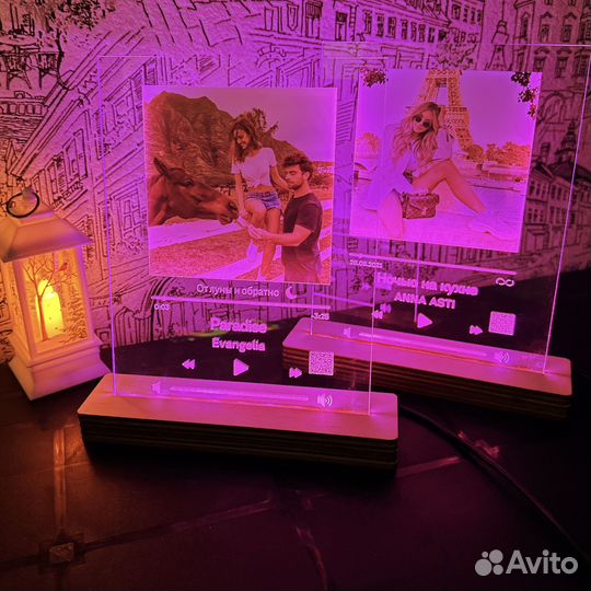 Трек с фото на стекле Подарок