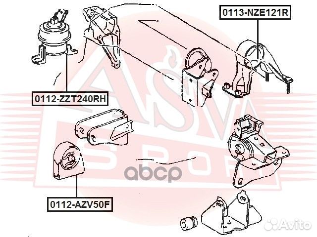 0112-ZZT240RH asva подушка двигателя 0112ZZT240RH