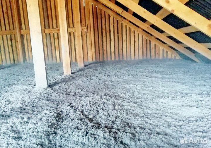 Утепление эковатой перекрытия