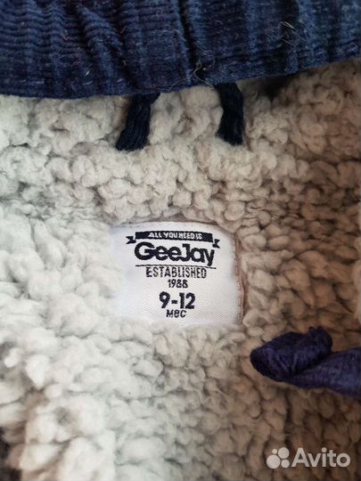 Детский вельветовый утеплённый костюм(9-12месяцев)