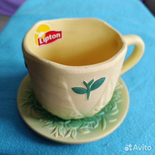 Кружка с блюдцем ручной работы с логотипом Липтон