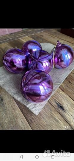 Шары новогодние стекло ручная работа 5 шт
