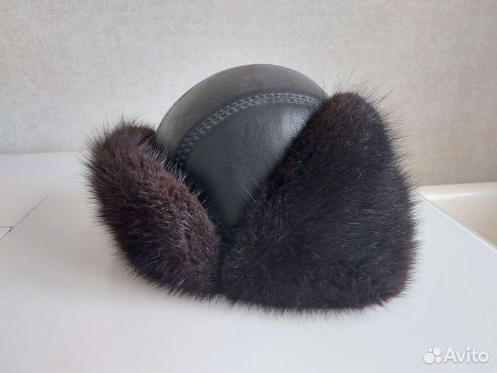 Мужская шапка норка,кожа