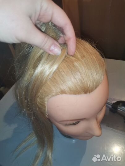 Голова манекен натуральные волосы со штативом