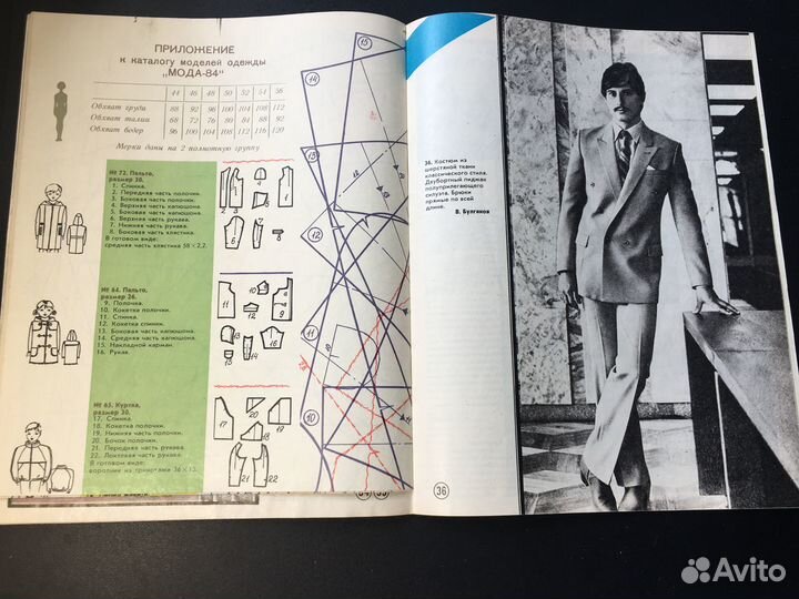 Журнал Мода 1984 выкройки не откреплены