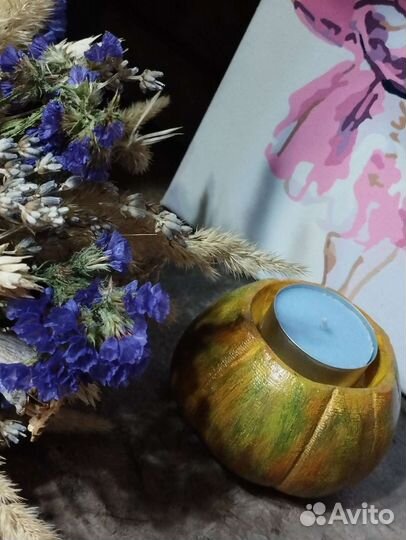 Тыквы для декора. Подсвечник. Подарок в интерьер