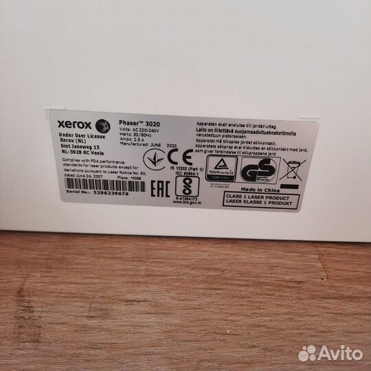 Принтер лазерный xerox phaser 3020