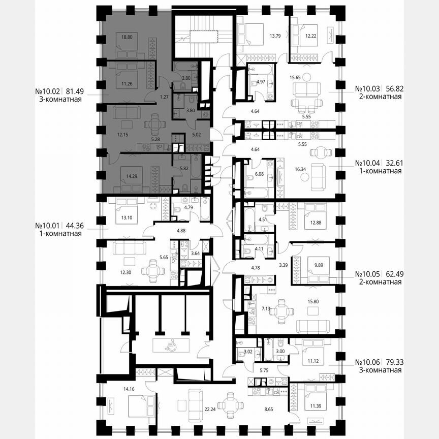 3-к. квартира, 81,5 м², 10/27 эт.