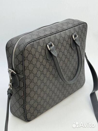 Портфель деловая сумка Gucci канва серый