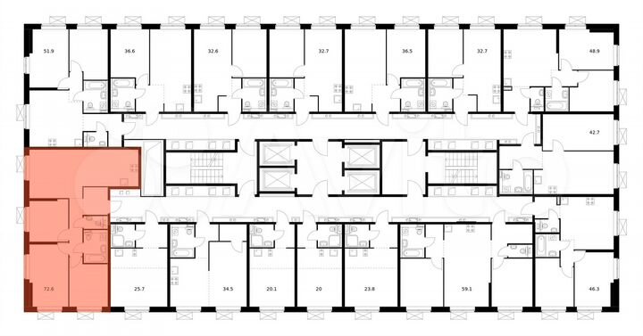 3-к. квартира, 72,6 м², 22/33 эт.