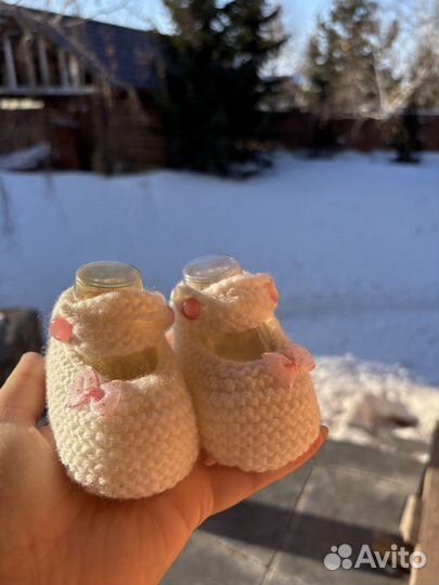 Туфельки вязанные для новорожденных