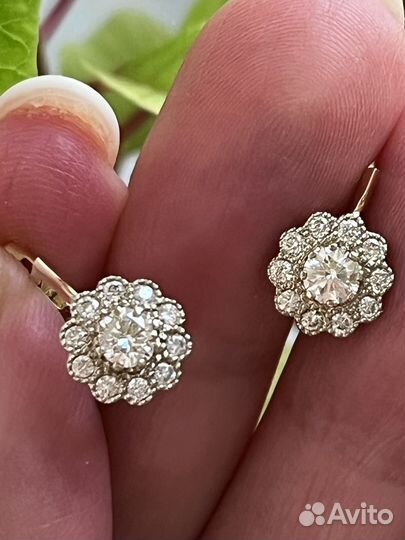 Золотые серьги Малинки с Бриллиантами Ленинград