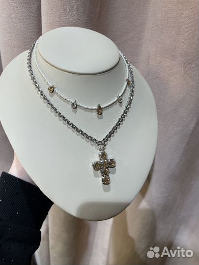 Колье с крестом swarovski