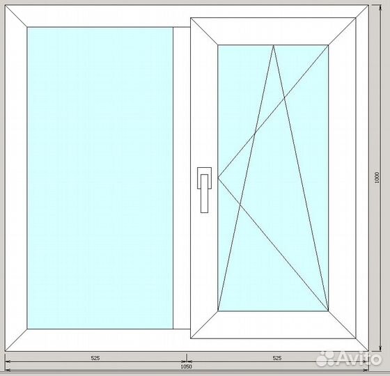 Пластиковые окна 1050х1000 с одной створкой